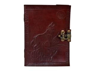 Wolf Howl Fox Leather journal diary PREMIUM PAPER Cotton Handmade India    